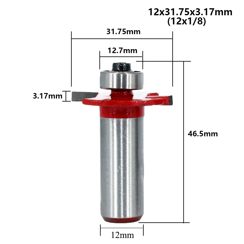 Broca enrutadora con ranura en T, vástago 12mm, 1/2, con ranura de rodamiento, cortador tipo T, herramienta de carpintería para madera, 1 ud.