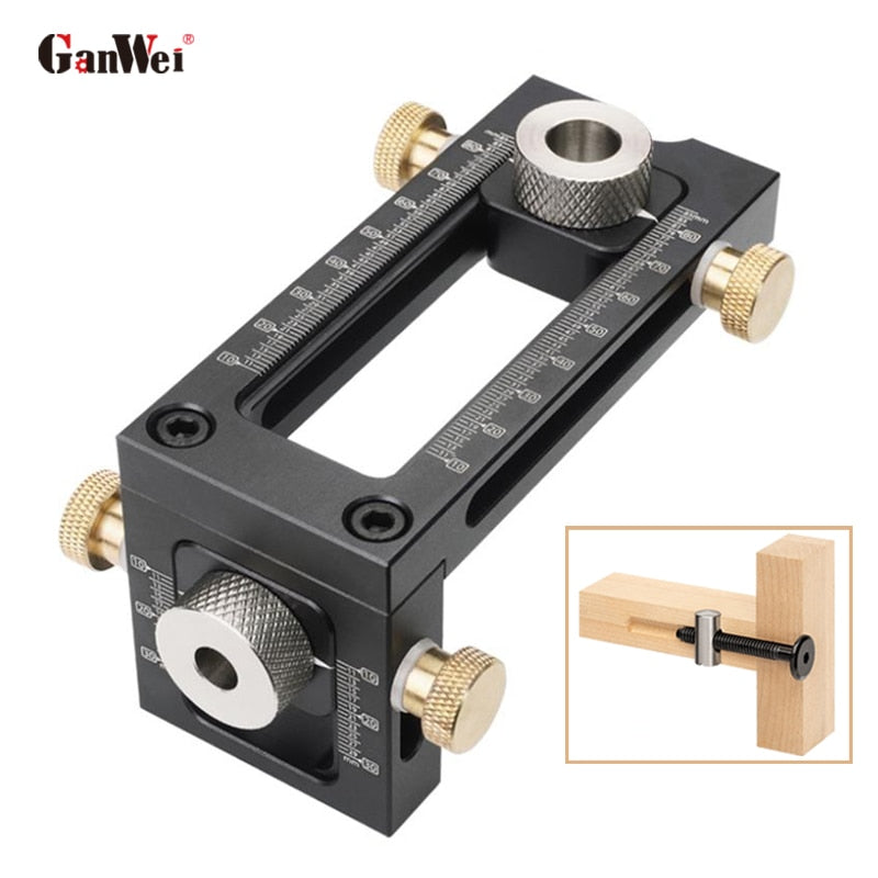 Adjustable 2-in-1 Drilling Guide Rail Positioner T-type Screw Drilling Positioner Is Used for Connecting Cabinet Boards