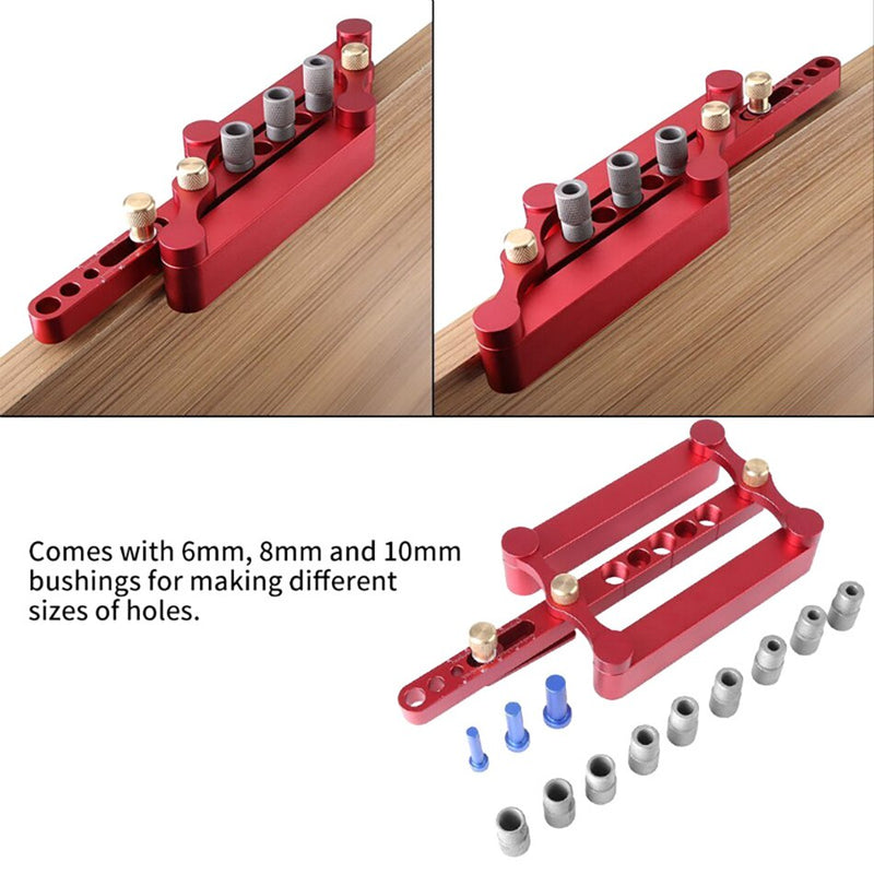 WORKBRO Woodworking Dowel Jig 6/8/10mm Drill Guide Metal Sleeve Wood Drilling Saw Tools Handheld Jigs with Inclined Hole Device