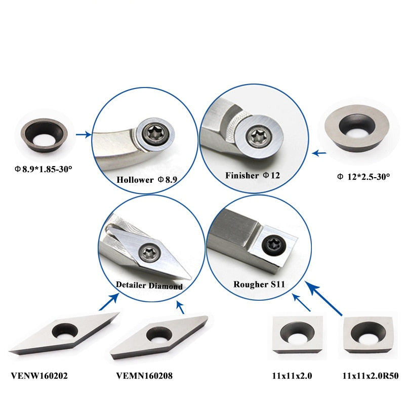 Carbide Inserts Cutters Blades Knives Set For Detailer Hollower Finisher Rougher