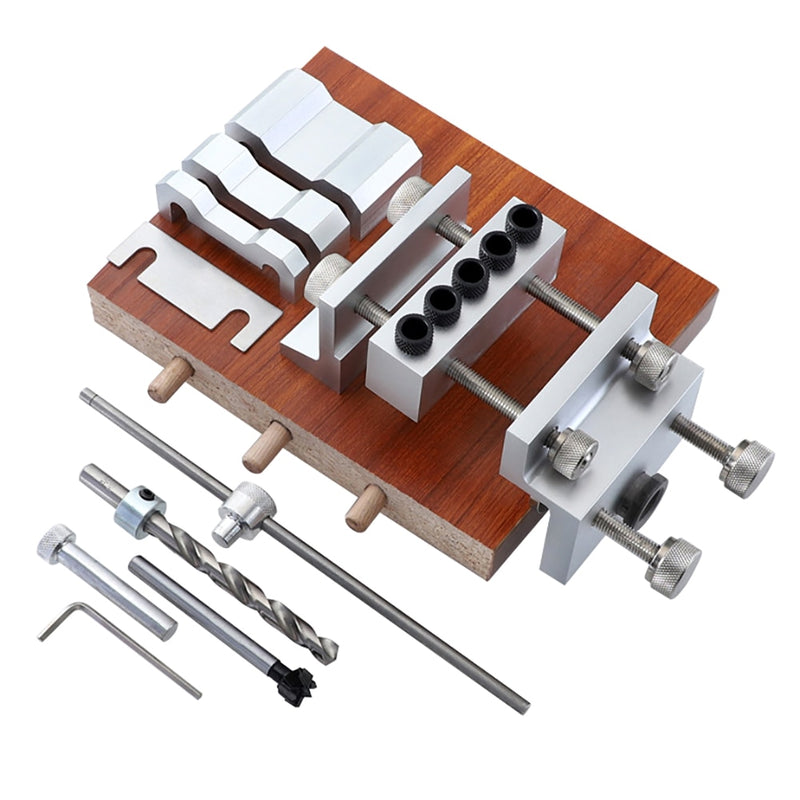 Three In One Woodworking Punch Positioner English 3/8 "aluminum Alloy Log Tenon Drill Hole Punch Jig Woodworking Tools