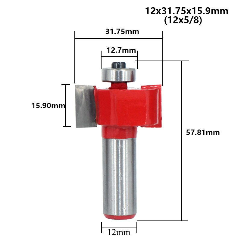 1pc 12mm Shank 1/2 T-Sloting Router Bit with Bearing Slot Milling Cutter T Type Rabbeting Woodwork Tool for Wood