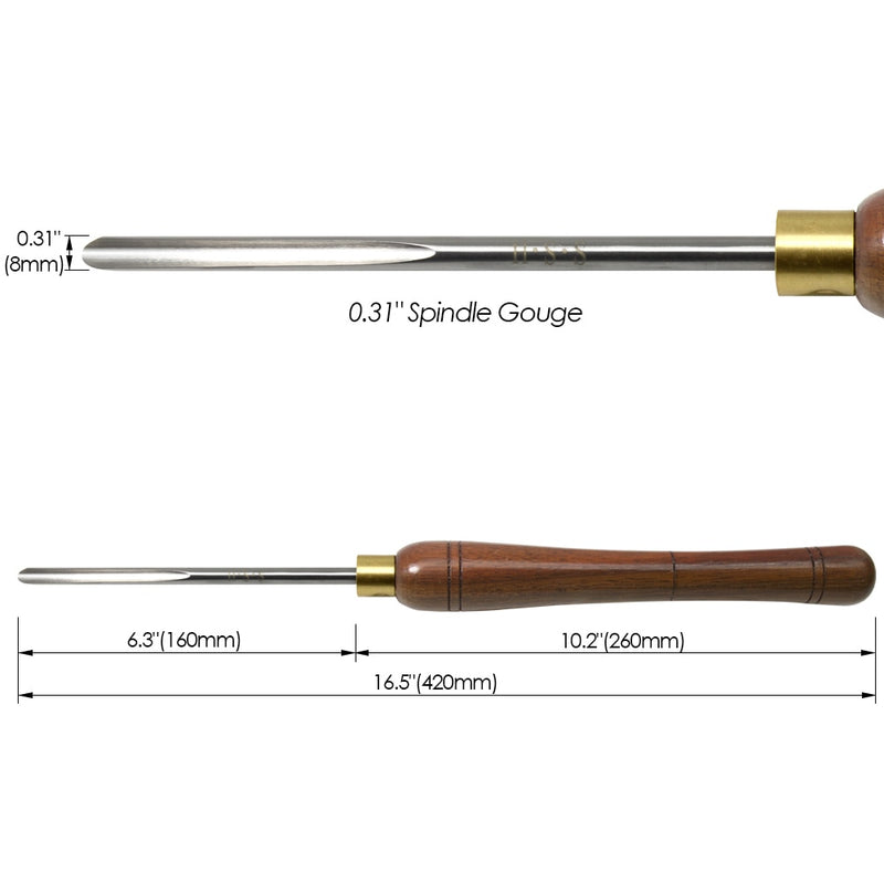 8mm Spindle Gouge Woodturning Tools V Shaped Flute Wood Turning Roughing Chisels HSS Blade & Walnut Handle for Lathe