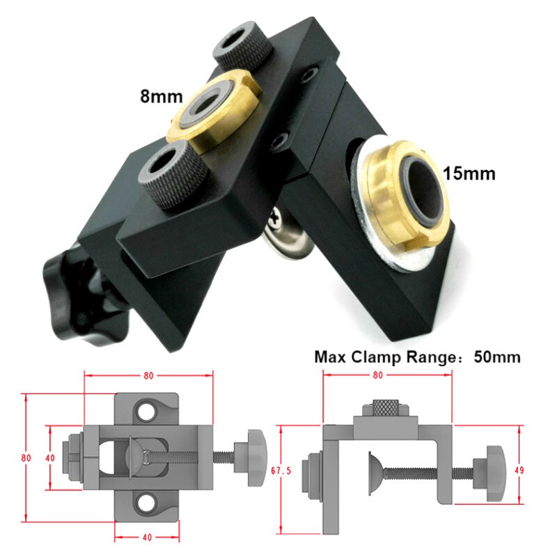 3 in 1 Drill Jig Pocket Hole Drilling Locator Jig Kit with 6/8/10mm Drill Bit Vertical Drill Guide Hole Puncher Tools