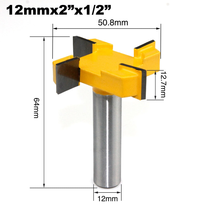 Cortador de ranura tipo T de 4 bordes, herramienta de carpintería, brocas de enrutador para madera de grado Industrial, ranurado, 1 ud.