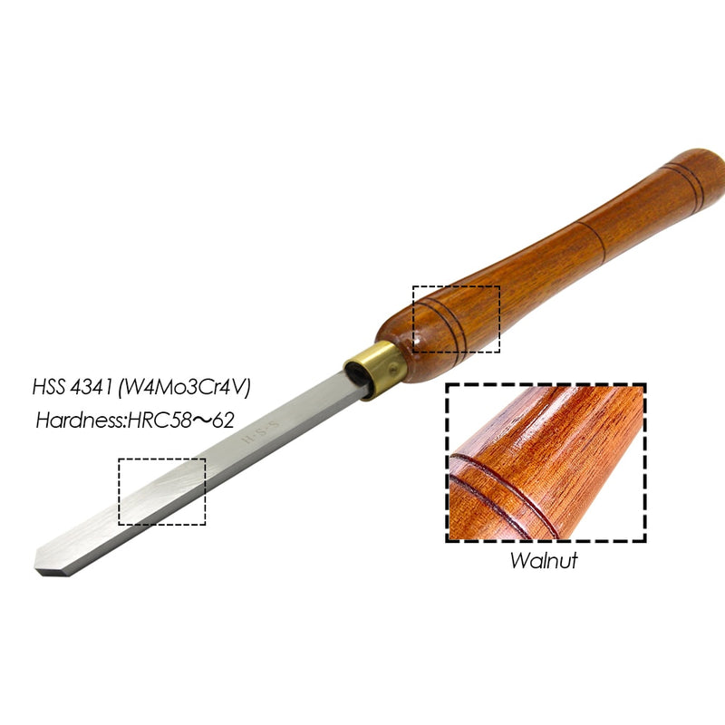 Rascador de lanza de 5/8 pulgadas, herramientas de torneado de madera, punta de lanza recta, rastrillo Neg, hoja HSS de 16mm, herramienta de torneado para torno de madera