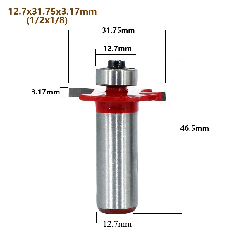 1pc 12mm Shank 1/2 T-Sloting Router Bit with Bearing Slot Milling Cutter T Type Rabbeting Woodwork Tool for Wood