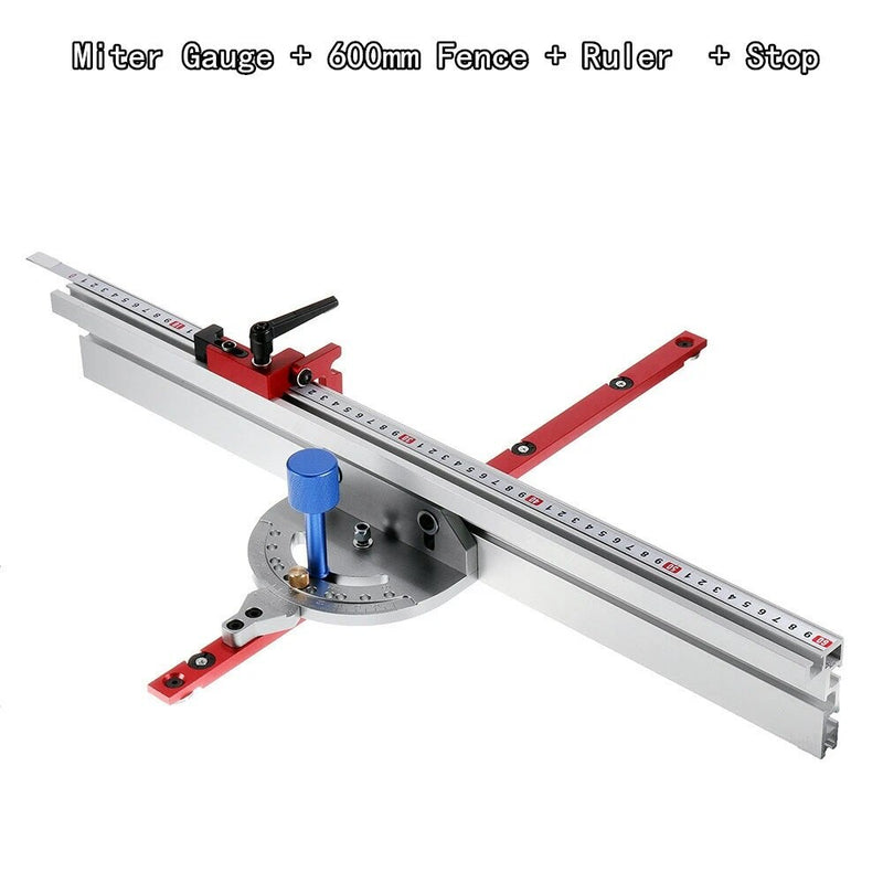 Woodworking Miter Gauge 450mm 0-90 Degree Angle with Aluminum Alloy Fence Stop Sawing Assembly Ruler for Table Saw Router