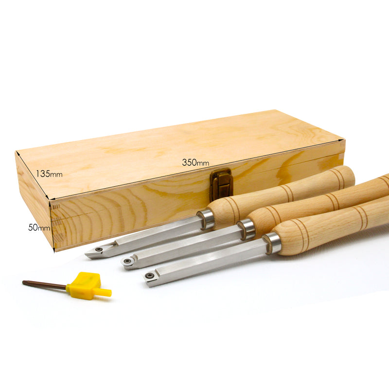 Mini Carbide Cutter Wood Turning Tools Set with Steel Arbor Beech Handle Woodturning Lathe Chisels for Woodworking