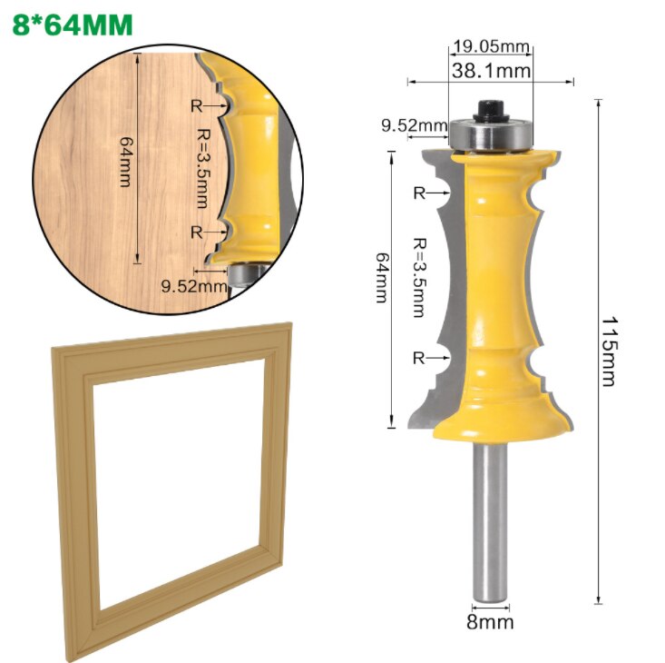 2 PCS Router Bit Set, 1/2-Inch Shank Woodworking Wood Molding Cutter, Mitered Panel Cabinet Door Router Bits