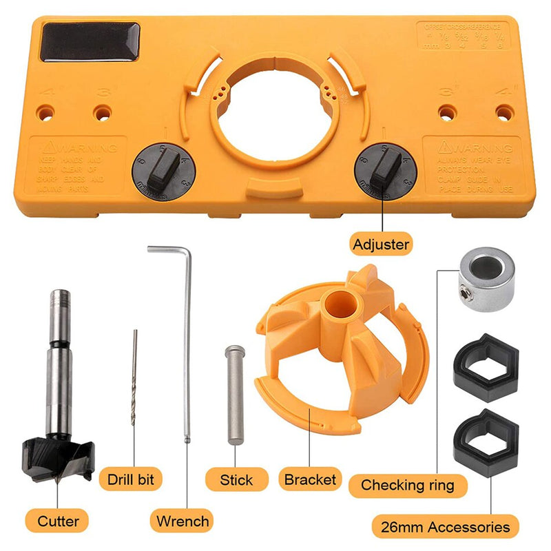 Kit de plantilla de perforación de bisagra oculta de 35mm, herramientas manuales de carpintería para el hogar, instalación de bisagras de puerta de armario