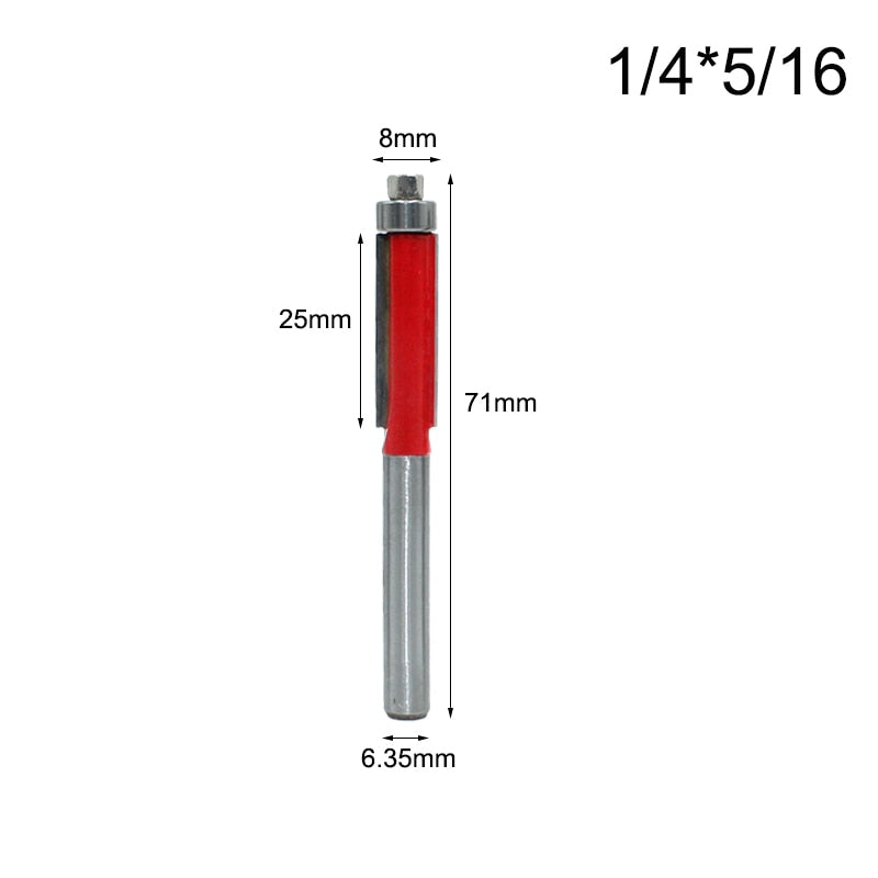 1pc 1/4 Inch Shank 6.35mm Flush Trim Router Bit for Wood Trimming Cutter with Bearing Milling Cutter Woodworking