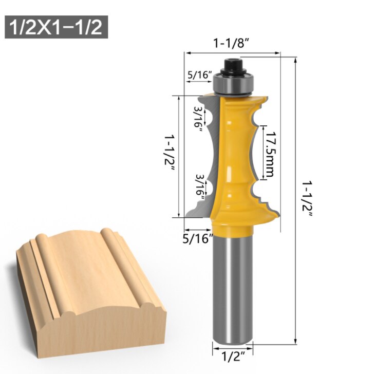 Juego de brocas enrutadoras de 2 uds, cortador de molduras de madera para carpintería con vástago de 1/2 pulgada, brocas enrutadoras para puertas de gabinetes con paneles ingleteados