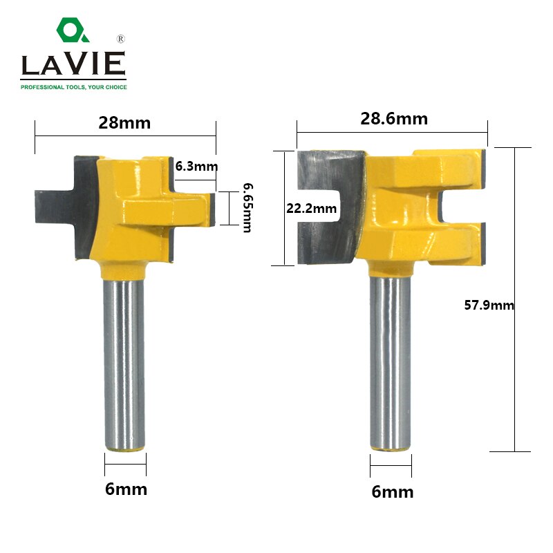 6mm Shank T-Slot Tenon Milling Cutter Carving Knife Square Tooth Router Bits