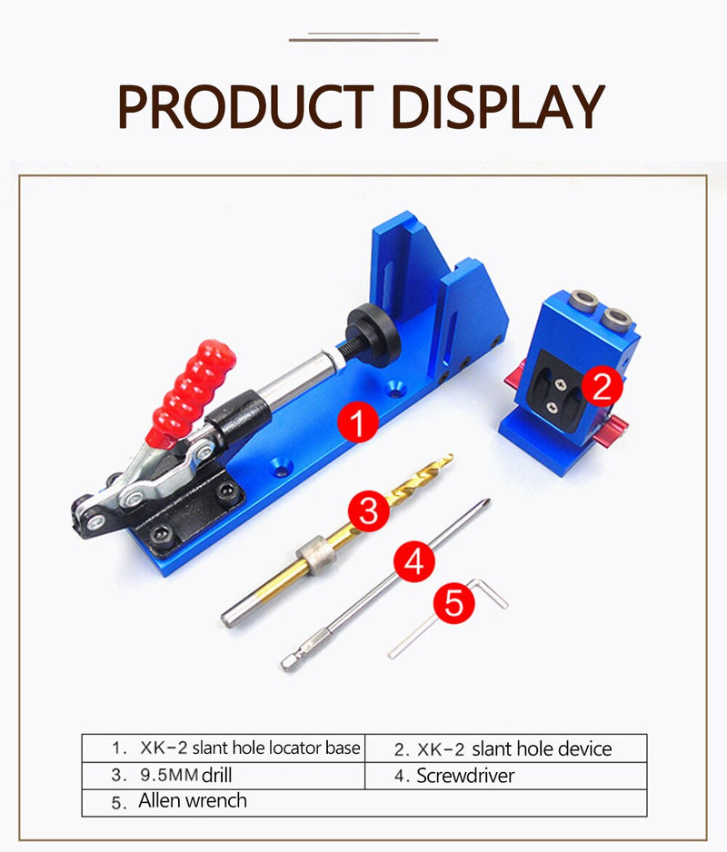 Woodworking Positioning Center Drilling jig Mini Hand Punch Pocket Hole Hig Bit Set Wood Drilling Board Splicing Tool