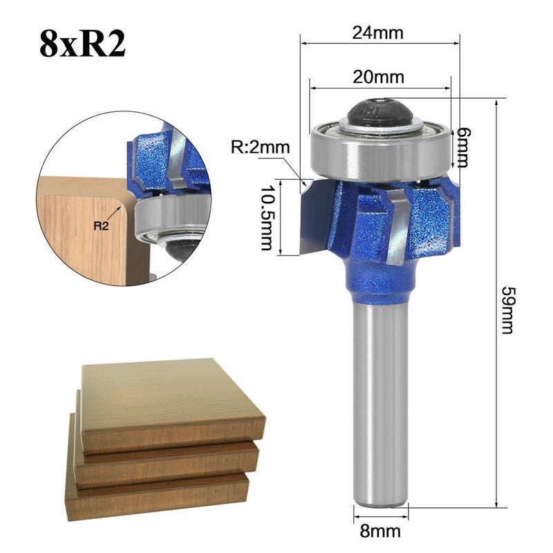 6mm 1/4 8 Shank Z4 Corner Round Router Bit R1 R2 R3 Trim Edging Woodworking Mill Classical Cutter Bit for Wood 051-Z4