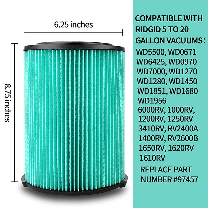 5-Layer Pleated Replacement Filter Compatible with VF6000 Wet/Dry 5-20 gallon vacuums Woodworking Tools