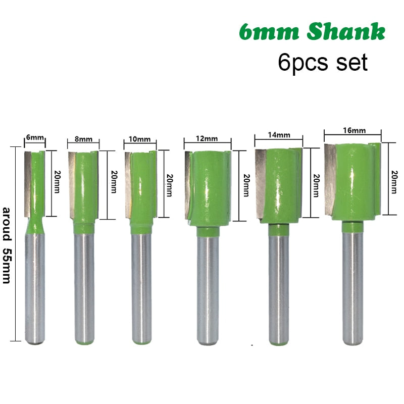 6mm Shank Single Double Flute Straight Bit Milling Cutter for Wood Tungsten Carbide Router Bit