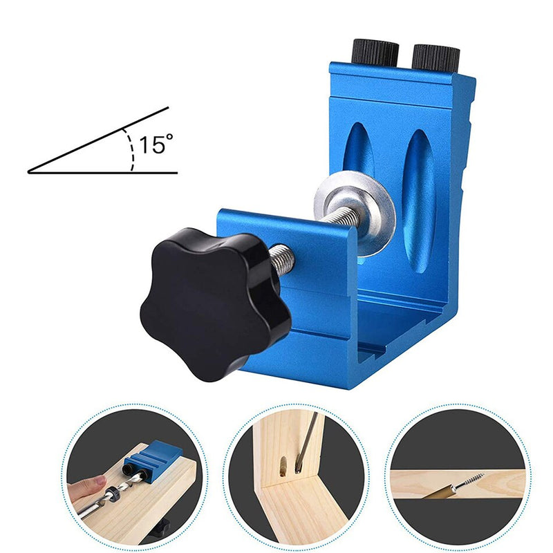 Inclined Hole Drilling Pocket Hole Jig Kit Dowel Drill Joinery Screw Kit Woodworking Guides Joint Angle Tool Locator