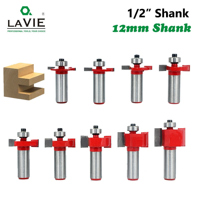 1pc 12mm Shank 1/2 T-Sloting Router Bit with Bearing Slot Milling Cutter T Type Rabbeting Woodwork Tool for Wood