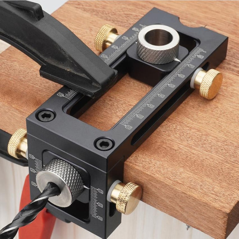 Adjustable 2-in-1 Drilling Guide Rail Positioner T-type Screw Drilling Positioner Is Used for Connecting Cabinet Boards