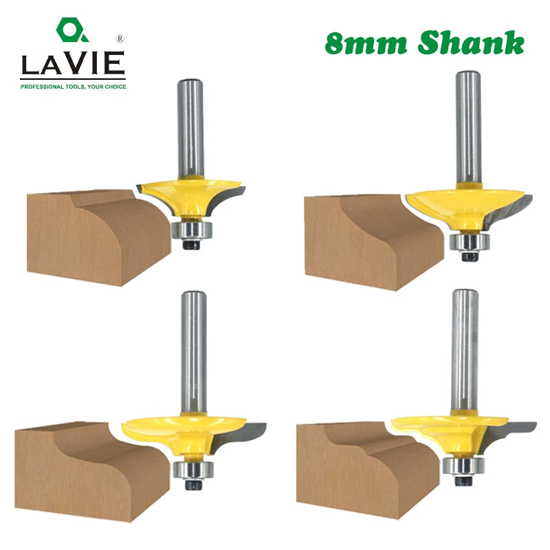 4pcs 8mm 12mm 1/2 Shank Drawer Router Bit Set Round Over Beading Edging Mill Wood Milling Cutter Carbide Woodwork