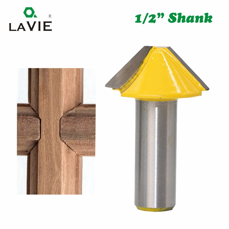 1pc 12mm 1/2 Solid Carbide V Shape Tenon Cutting Bits Knife Flat-bottomed Milling Cutters Router Bit for Wood Door Window