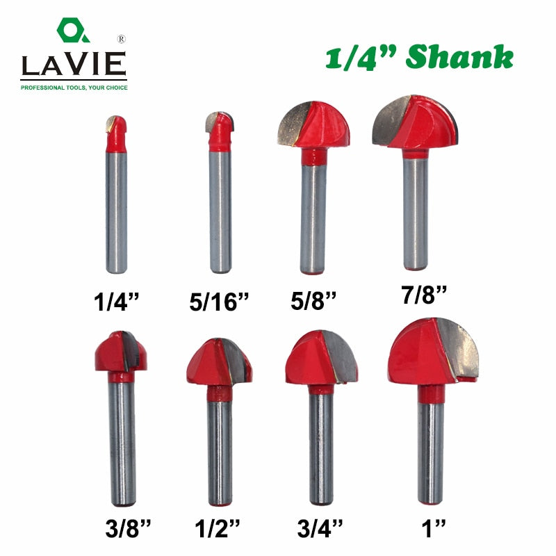 1pc 1/4 6.35mm Shank Ball Nose Router Bit Round Milling Cutter for Wood CNC Radius Core Box Solid Carbide Tools