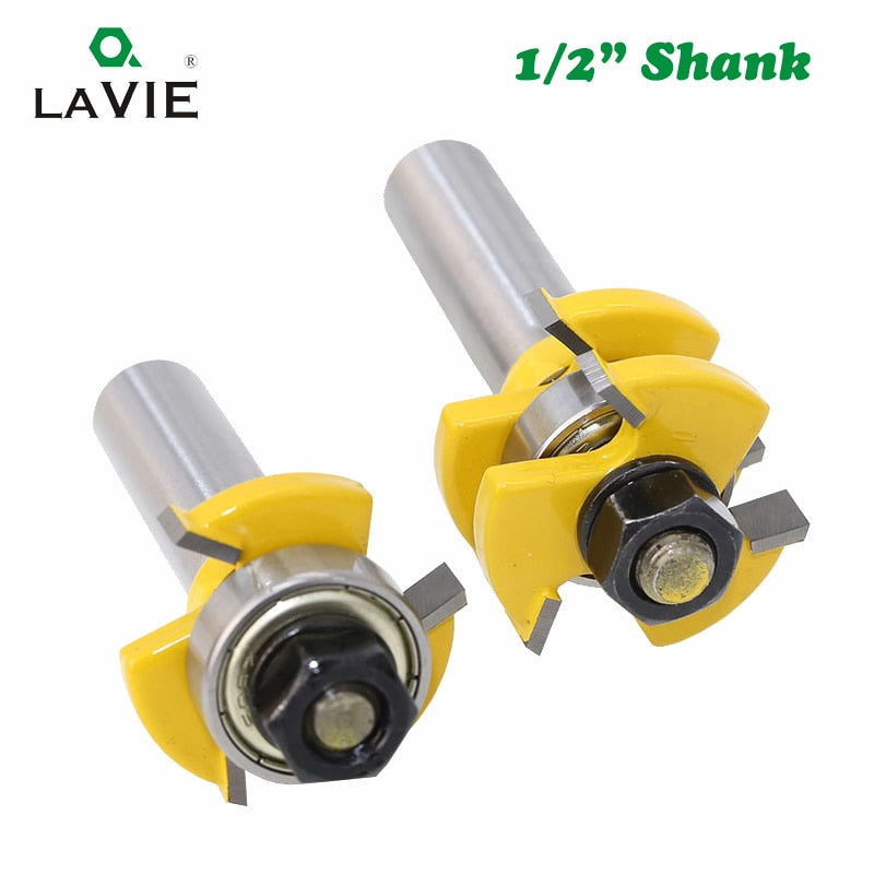 1/2 Shank 12mm Milling Cutters Router Bit Tongue & Groove 3 Teeth T-shape for Wood Milling Cutter Set