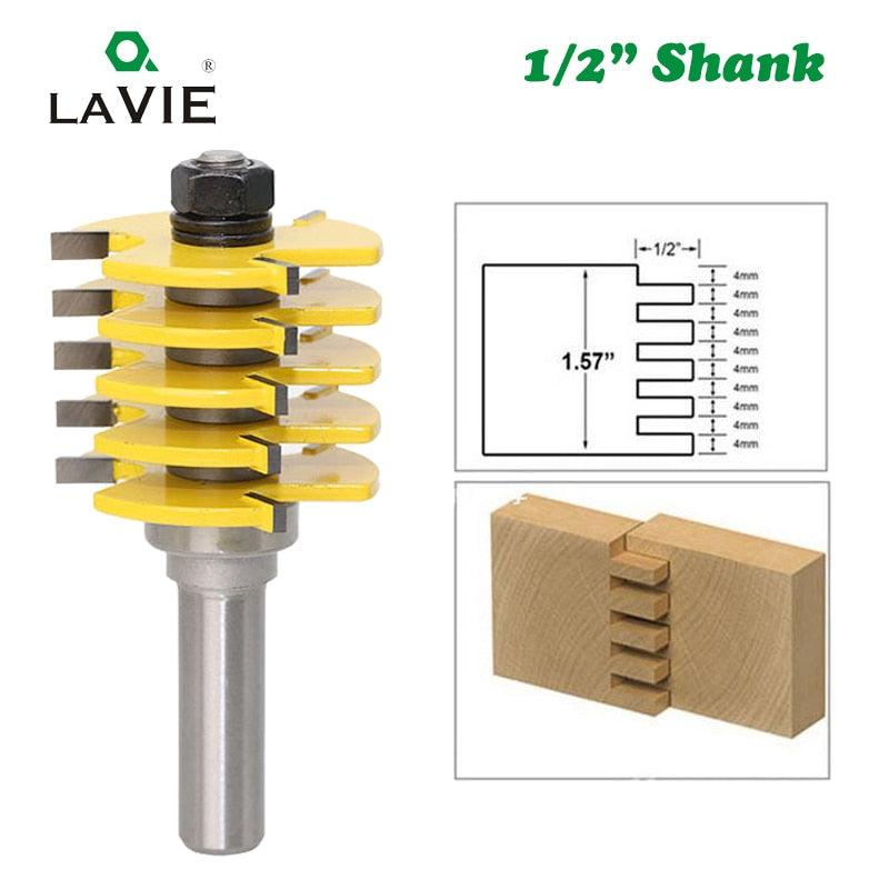 12MM 1/2" Shank 3 Teeth Box Finger Joint Router Bit Adjustable Woodworking Milling Cutter for Wood Hobbing Bits
