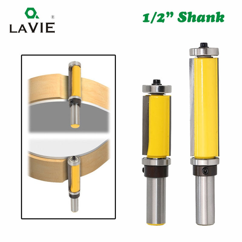 Fresa para cortadores de madera, 1 unidad, 12mm, 1/2 vástago, rodamiento superior e inferior, patrón de ajuste al ras