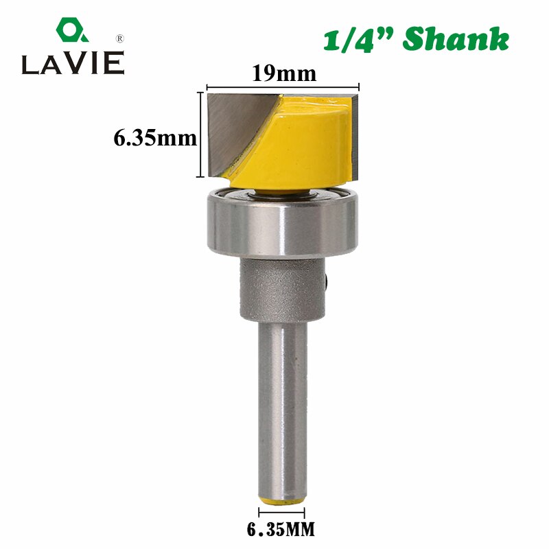 1 pieza 1/4 vástago STR. Broca con punta inferior con rodamiento, perfil de ranura cuadrada, enrutador para tallar, puerta, Panel de madera, cúter