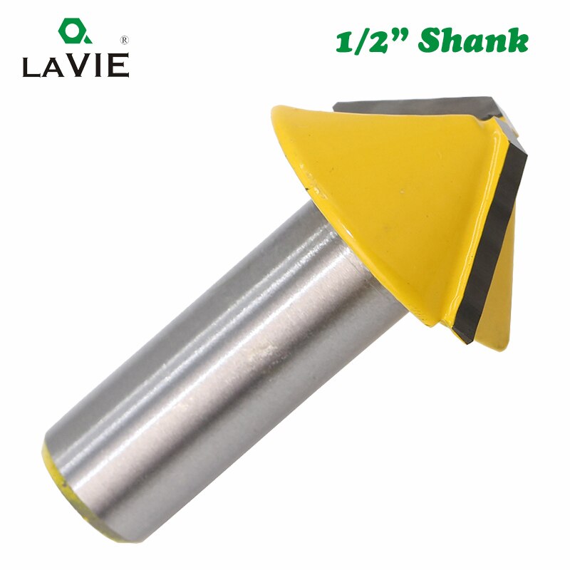 2pcs 12mm 1/2 Carbide Tenon Cutting Bits Knife Flat-bottomed V Shape Milling Cutters Router Bit