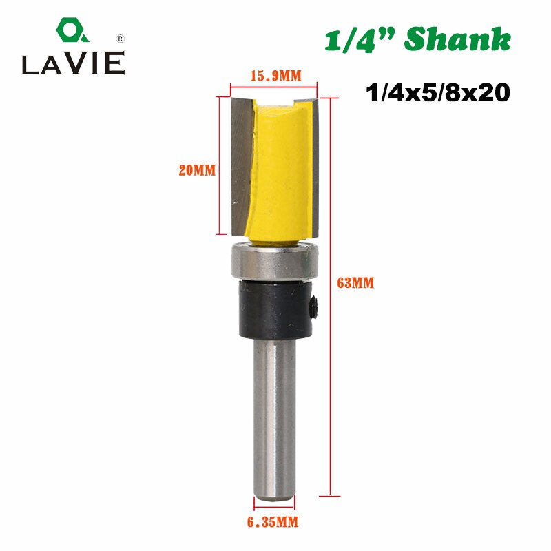 1PC 1/4 Shank Pattern Bit Flush Trim Bit Straight Bit with Bering Hinge Mortising Router Bit Wood Trimmer Cutter