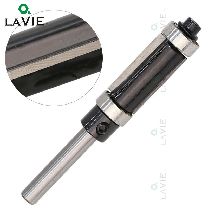 2pcs 1/4 6.35mm Trimming Knife Milling Cutter Carbide Flush Double Bearing Straight Trim Router Bit Woodworking
