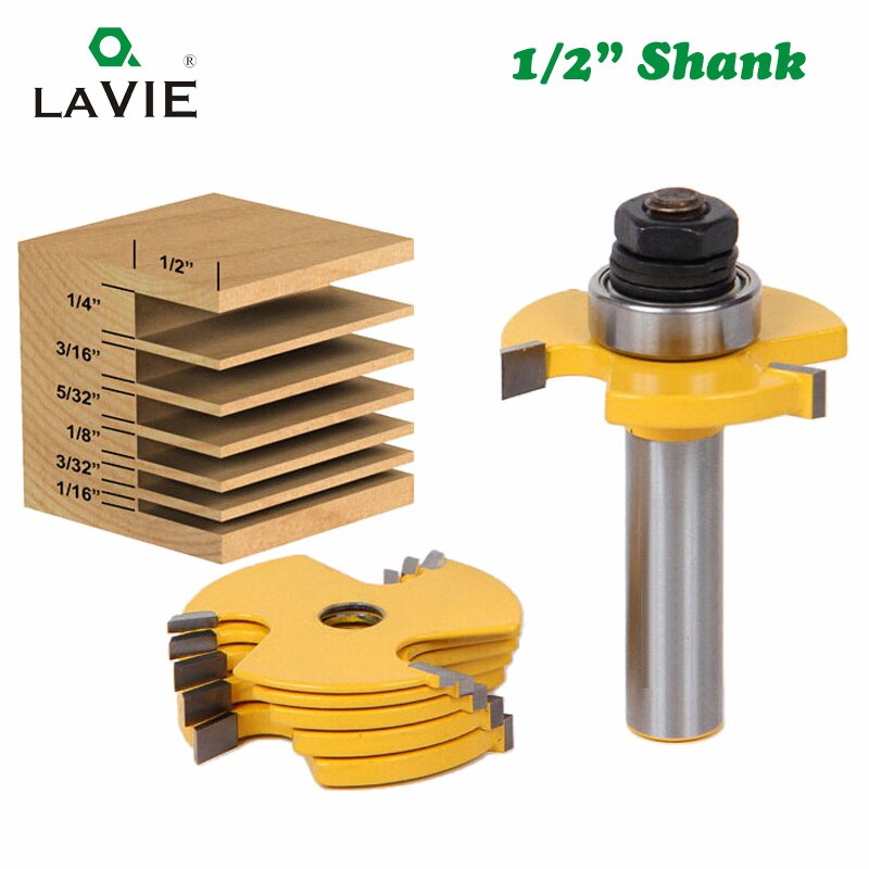 2pcs 12mm 1/2 Shank Slot Knife Cutters 3 Wing Router Bits Set 7pcs Blade Cemented Carbide Milling Cutter for Wood