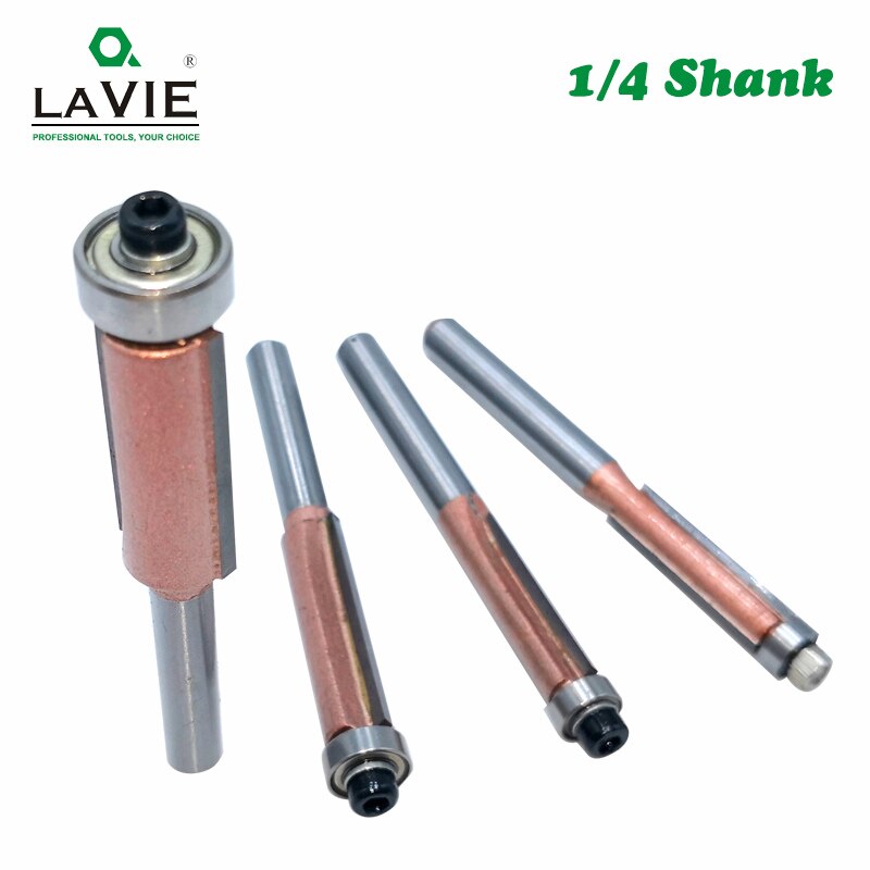 4pcs Superior 1/4" Shank Flush Trim Router Bit Straight Wood Milling Cutters for Woodwork 1/4" 5/16" 3/8" 1/2"