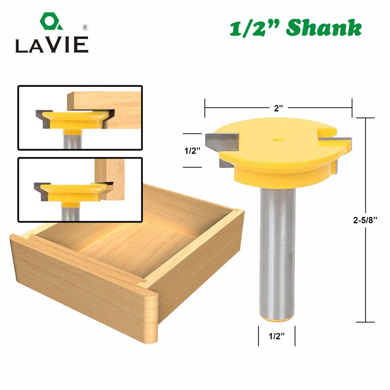 3pcs 12mm 1/2" Shank Tenon Router Bits Set Drawer Molding 45 Degree Lock Miter Bit Glue Joint Wood Milling Cutter