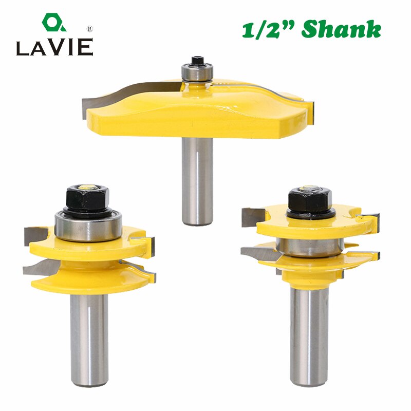 3pcs/set 12mm 1/2 Shank Door Panel Cabinet Tenon Router Bit Set Milling Cutter For Woodworking Cutters Cutting Tools