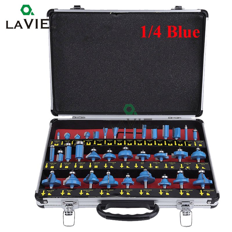 35PCS 1 Set 1/4 Woodworking Router Bits 1/2 Inch Milling Cutter Bits End Mill CNC Engraving Machine Tool