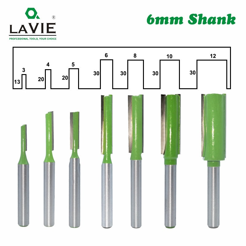 7pcs 6mm Shank Single Double Flute Straight Bit Milling Cutter