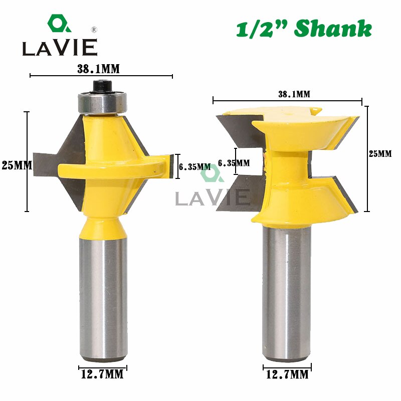 2pcs 12mm 1/2" Shank 120 Degree Tenon Router Bit Set Woodworking Groove Milling Cutter for Wood Tools Tungsten Carbide