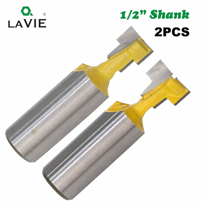 2Pcs 1/2" 12.7MM Shank T-Slot Cutter Router Bit Hex Bolt Keyhole Milling Cutter for Wood Woodworking Tools