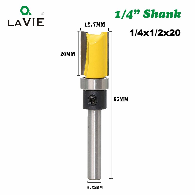 1PC 1/4 Shank Pattern Bit Flush Trim Bit Straight Bit with Bering Hinge Mortising Router Bit Wood Trimmer Cutter