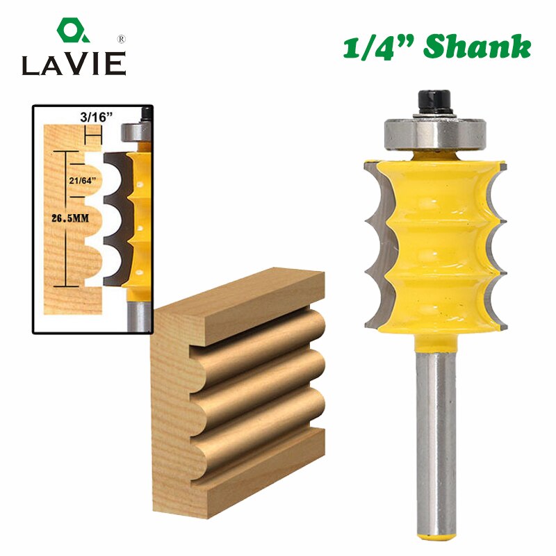 1pc 1/4" 6.35mm High Quality Triple Bead Column Molding Router Bit Tenon Cutter Woodworking