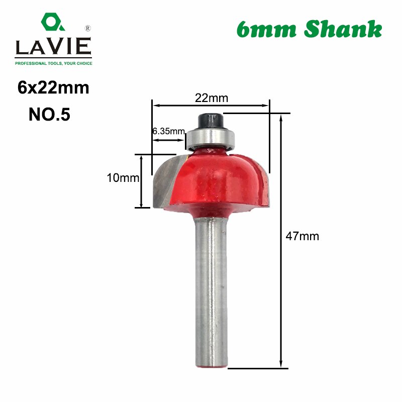 6mm Shank Router Bit Straight T Bit V Flush Trimming Cleaning Round Corner Cove Box Bits Milling Cutter for Wood MC06010