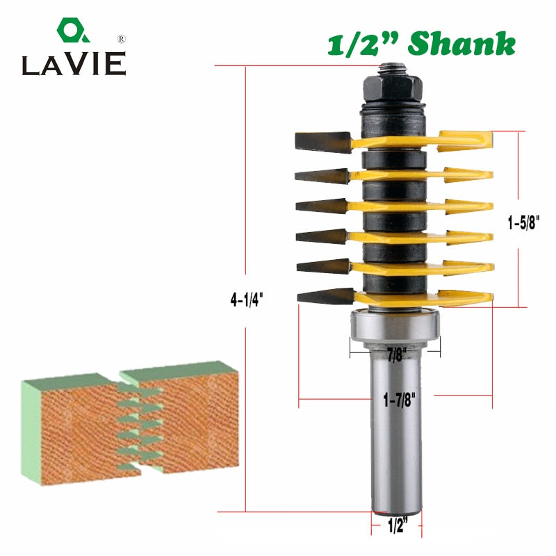 1pc 12mm 1/2" Shank Brand New 2 Teeth Adjustable Finger Joint Router Bit Tenon Cutter Industrial Grade for Wood Tool