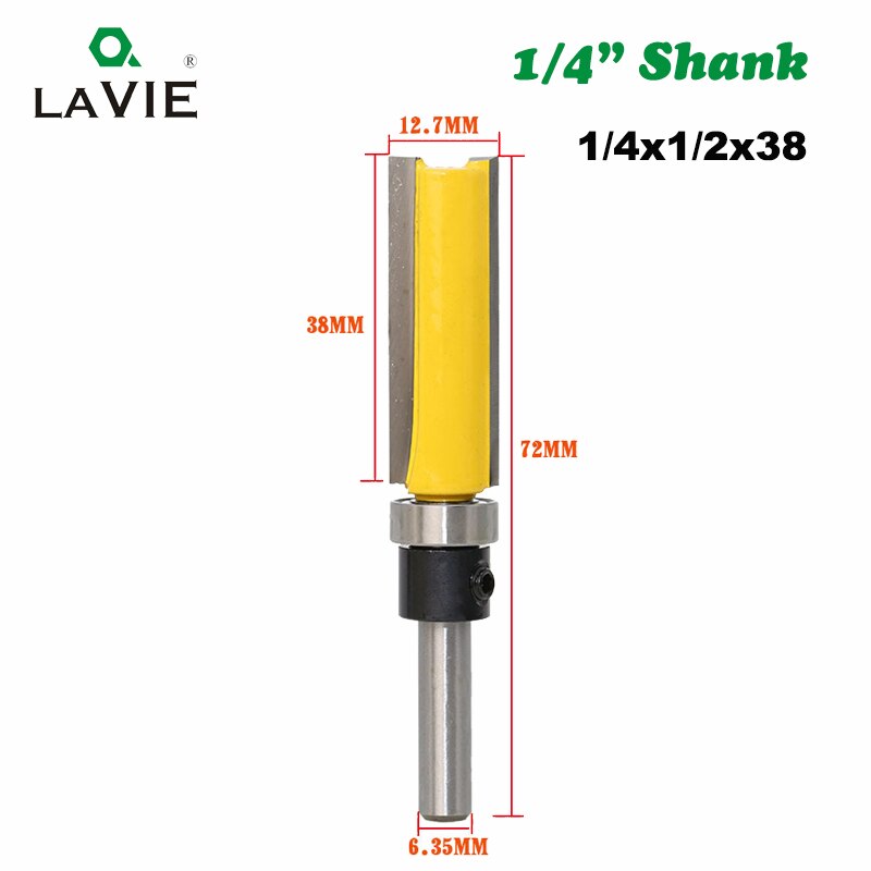 1PC 1/4 Shank Pattern Bit Flush Trim Bit Straight Bit with Bering Hinge Mortising Router Bit Wood Trimmer Cutter