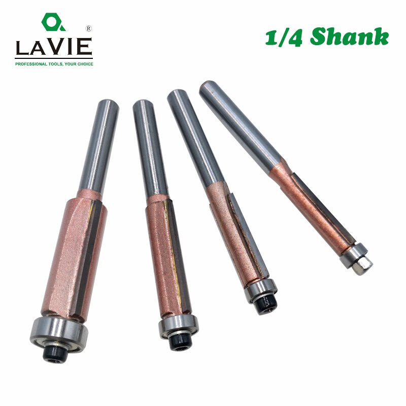 4pcs Superior 1/4" Shank Flush Trim Router Bit Straight Wood Milling Cutters for Woodwork 1/4" 5/16" 3/8" 1/2"