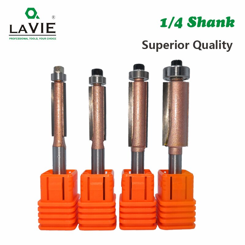 4pcs Superior 1/4" Shank Flush Trim Router Bit Straight Wood Milling Cutters for Woodwork 1/4" 5/16" 3/8" 1/2"